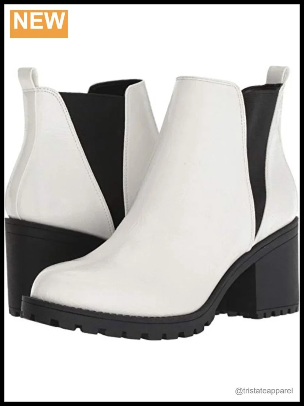 Chinese Laundry Lisbon White Patent Leather Ankle Bootie, Pull-On Combat Style,
